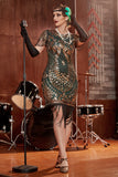 Robe à cou rond à paillettes des années 1920