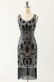 Scoop Neck Noir Argent 1920 Robe