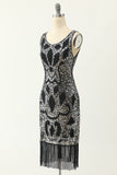 Scoop Neck Noir Argent 1920 Robe