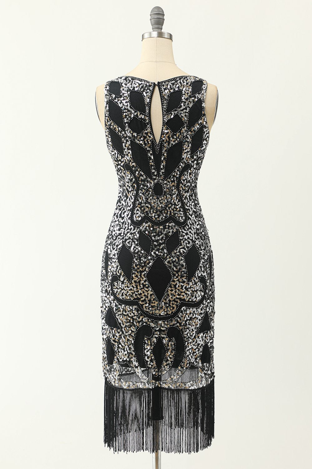 Scoop Neck Noir Argent 1920 Robe