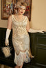 Charger l&#39;image dans la galerie, Abricot Sequin Fringes robe année 20 grande taille