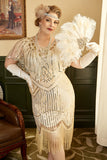 Abricot Sequin Fringes robe année 20 grande taille
