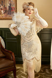 Abricot Sequin Fringes robe année 20 grande taille