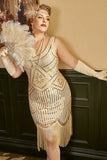 Abricot Sequin Fringes robe année 20 grande taille