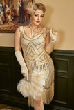 Abricot Sequin Fringes robe année 20 grande taille