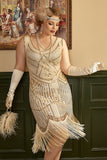 Abricot Sequin Fringes robe année 20 grande taille