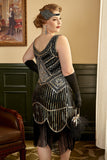 Noir Paillettes Franges robe gatsby grande taille