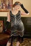 Noir Paillettes Franges robe gatsby grande taille