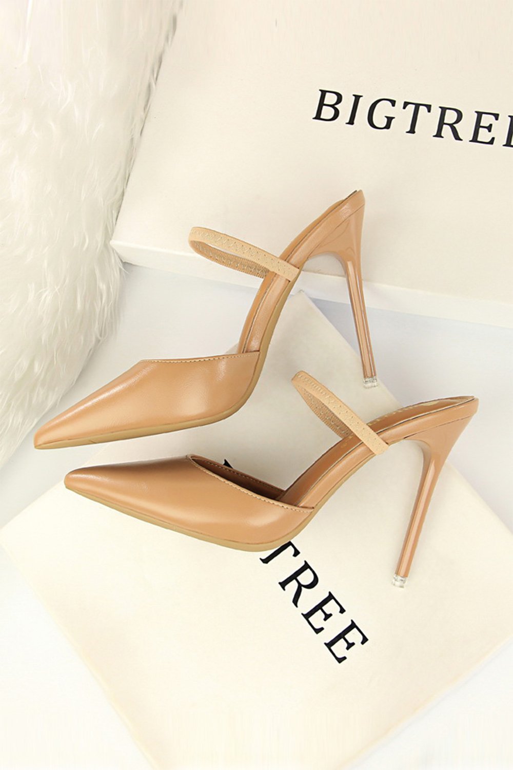 Talons aiguilles pointus abricot
