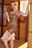 Robe Rose Sequin Gatsby 1920s Flapper