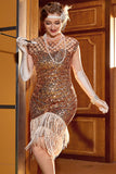 Robe Rose Sequin Gatsby 1920s Flapper