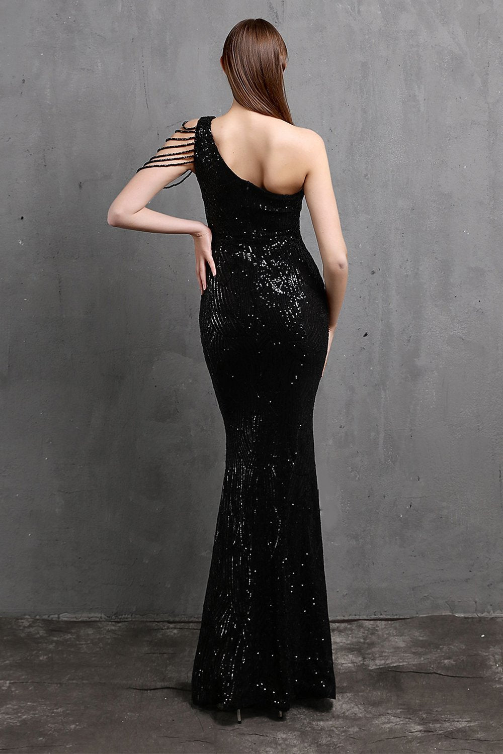 Robes de bal sirène dorées à une épaule à paillettes