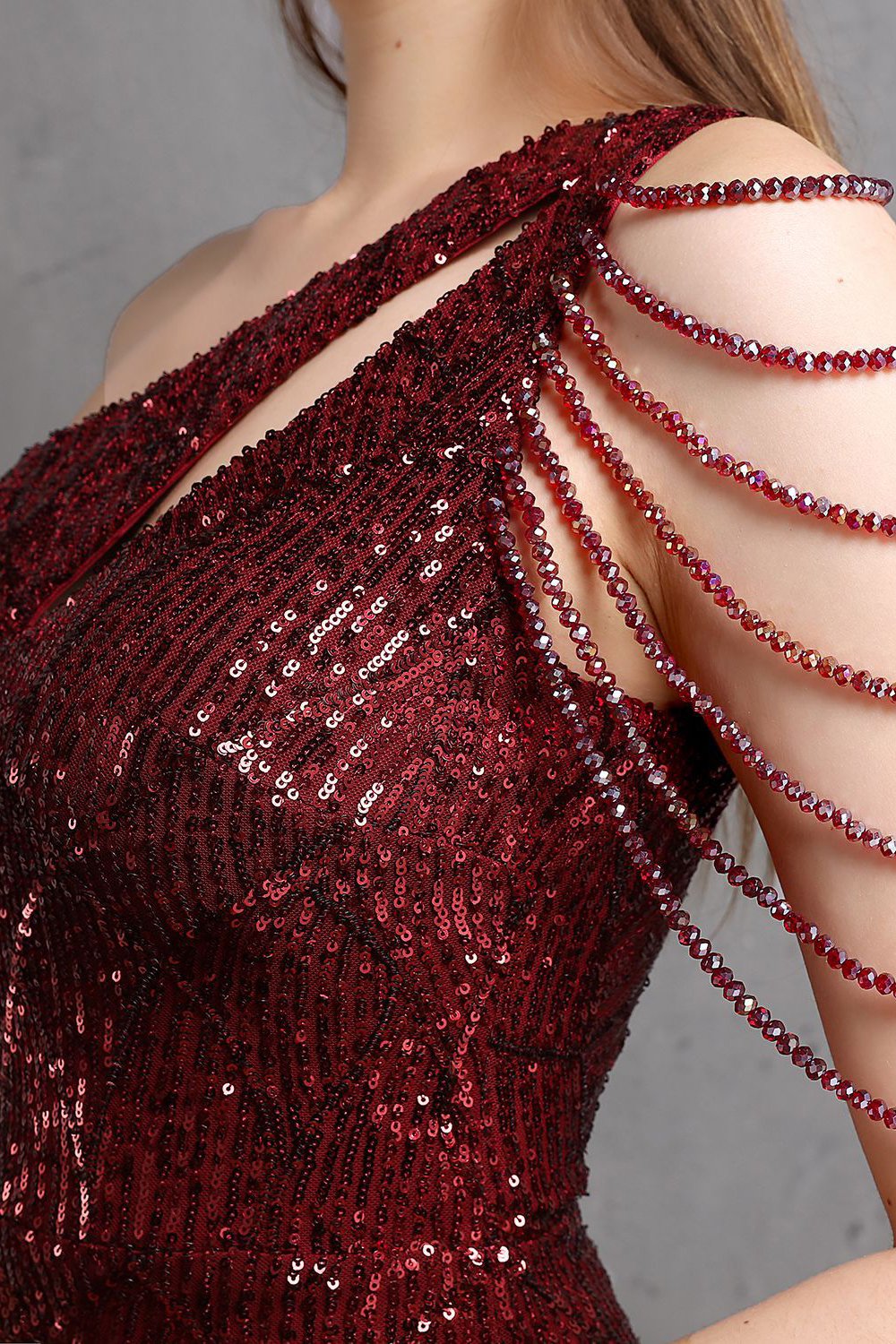 Robes de bal sirène dorées à une épaule à paillettes