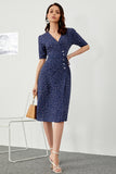 Navy Polka Dots Midi Summer Wrap Robe