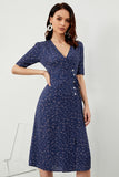 Navy Polka Dots Midi Summer Wrap Robe