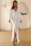 Robe Blanche V Neck Lace Maxi Boho