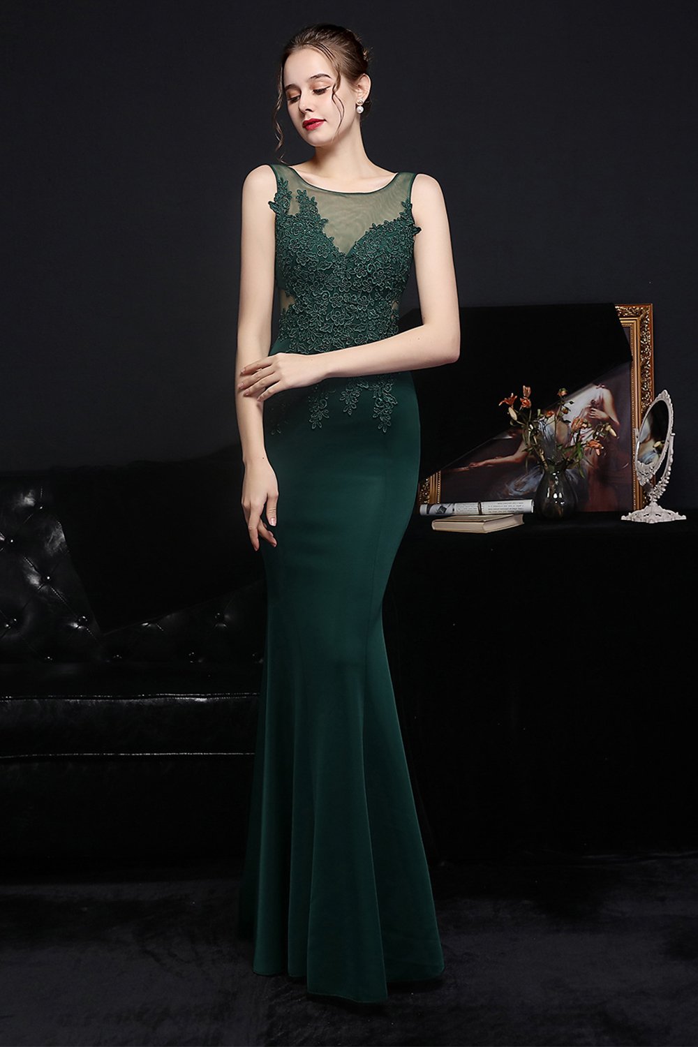 Robe de soirée longue abricot