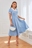 Robe swing bleue des années 1950 avec poches