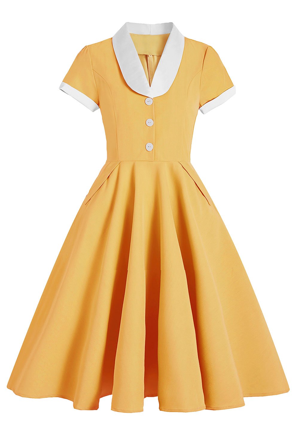 Robe swing bleue des années 1950 avec poches
