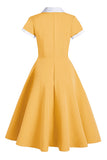Robe swing bleue des années 1950 avec poches