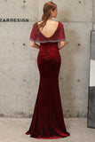 Robe de soirée en velours sirène vert foncé