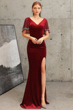Robe de soirée en velours sirène vert foncé