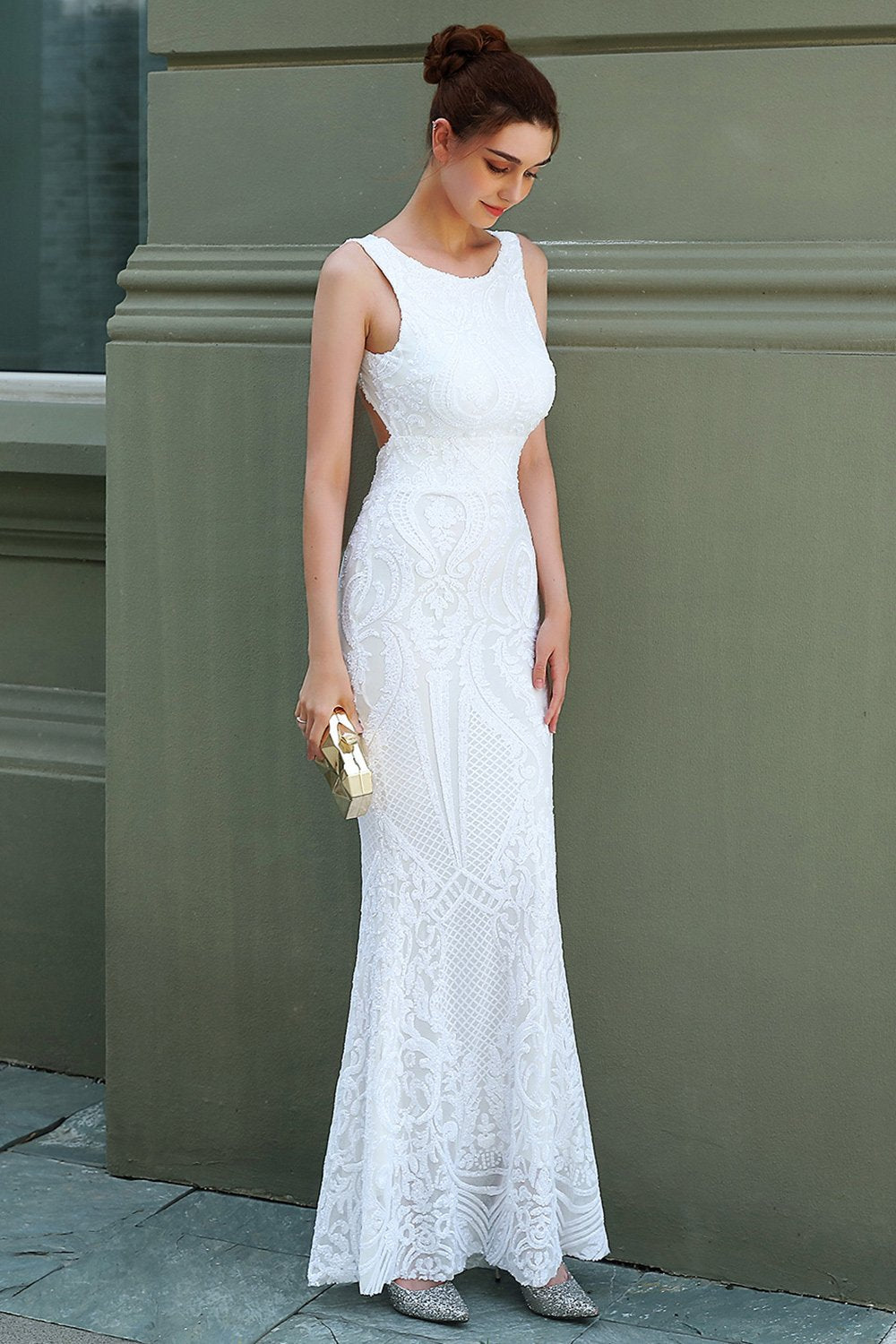 Robe formelle sirène blanche