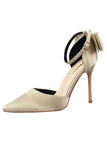 Talons de bal en satin de Bourgogne avec nœud papillon