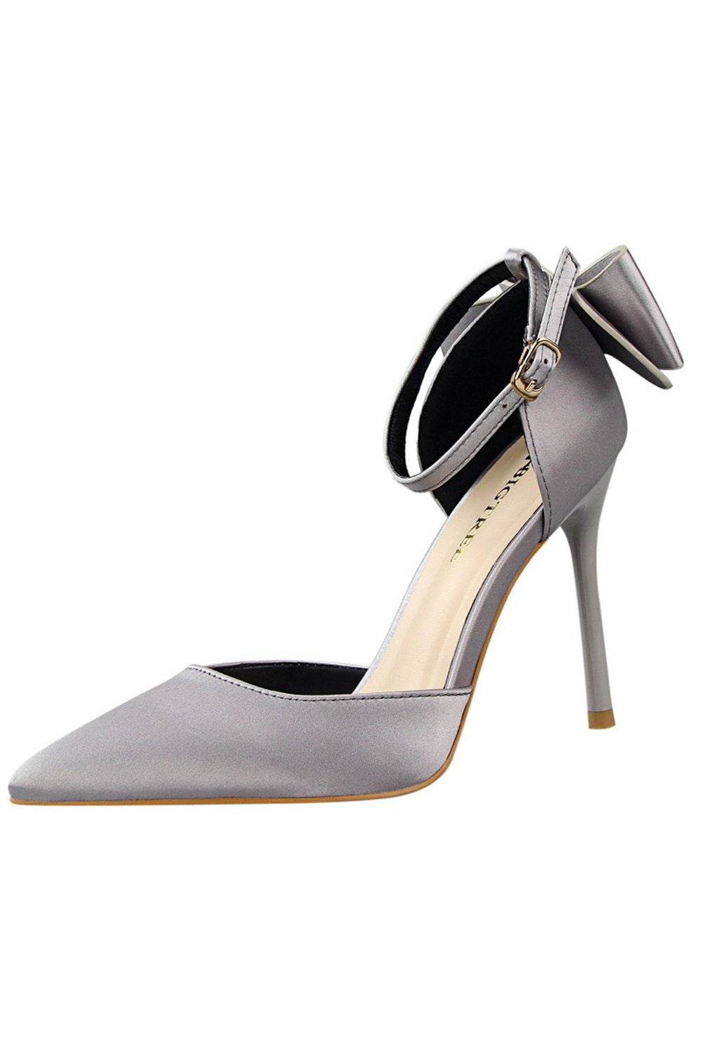 Talons de bal en satin de Bourgogne avec nœud papillon