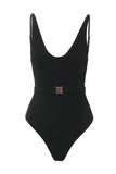 Maillot de bain une pièce blanc col en V