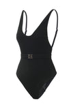 Maillot de bain une pièce blanc col en V