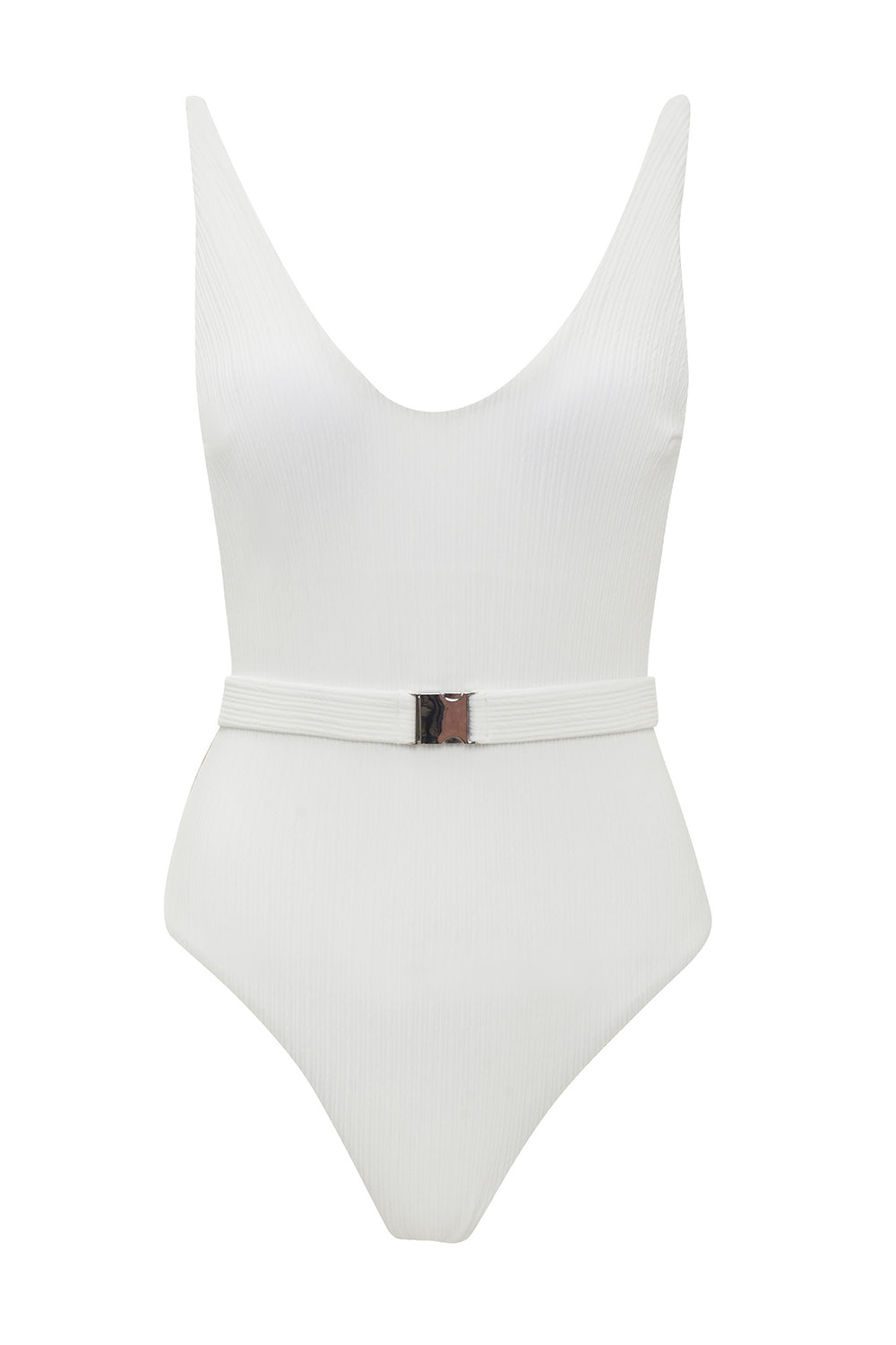 Maillot de bain une pièce blanc col en V