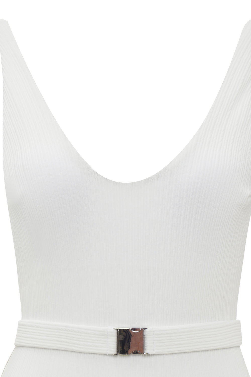 Maillot de bain une pièce blanc col en V