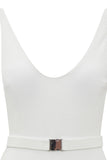 Maillot de bain une pièce blanc col en V