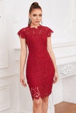 Robe en dentelle Bodycon rouge