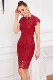 Robe en dentelle Bodycon rouge