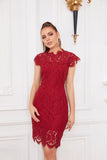Robe en dentelle Bodycon rouge
