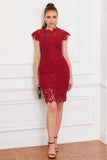 Robe en dentelle Bodycon rouge
