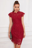 Robe en dentelle Bodycon rouge