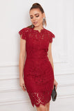 Robe en dentelle Bodycon rouge