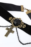 Choker de chaîne de croix d’Halloween noir