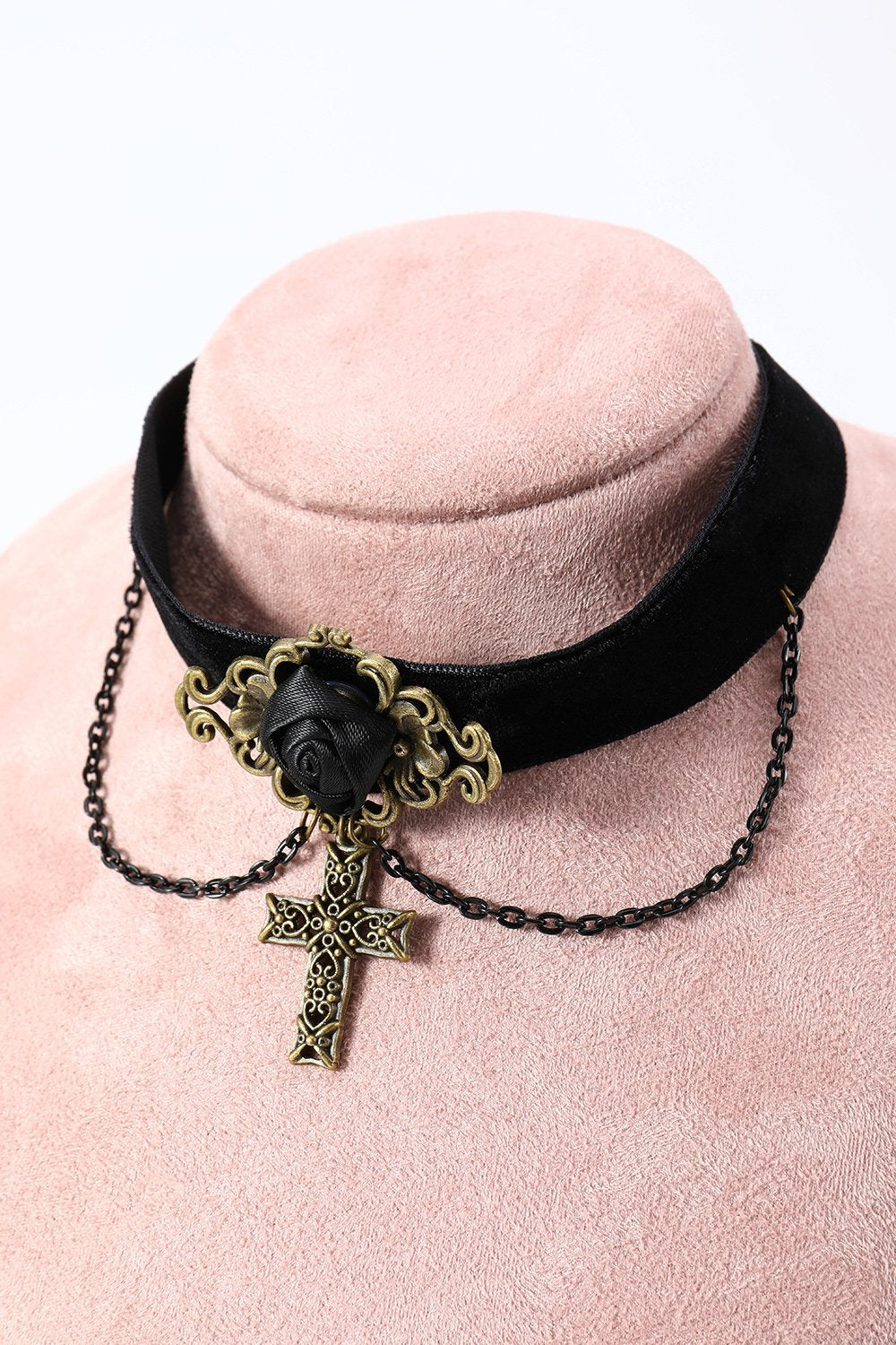 Choker de chaîne de croix d’Halloween noir