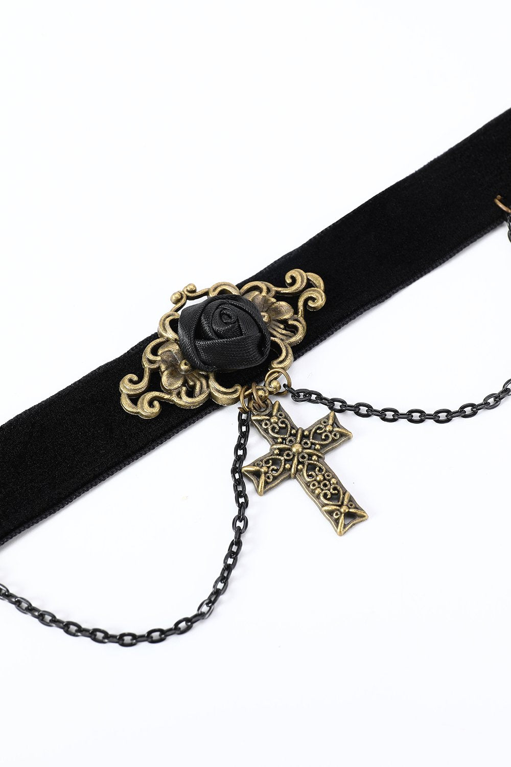Choker de chaîne de croix d’Halloween noir