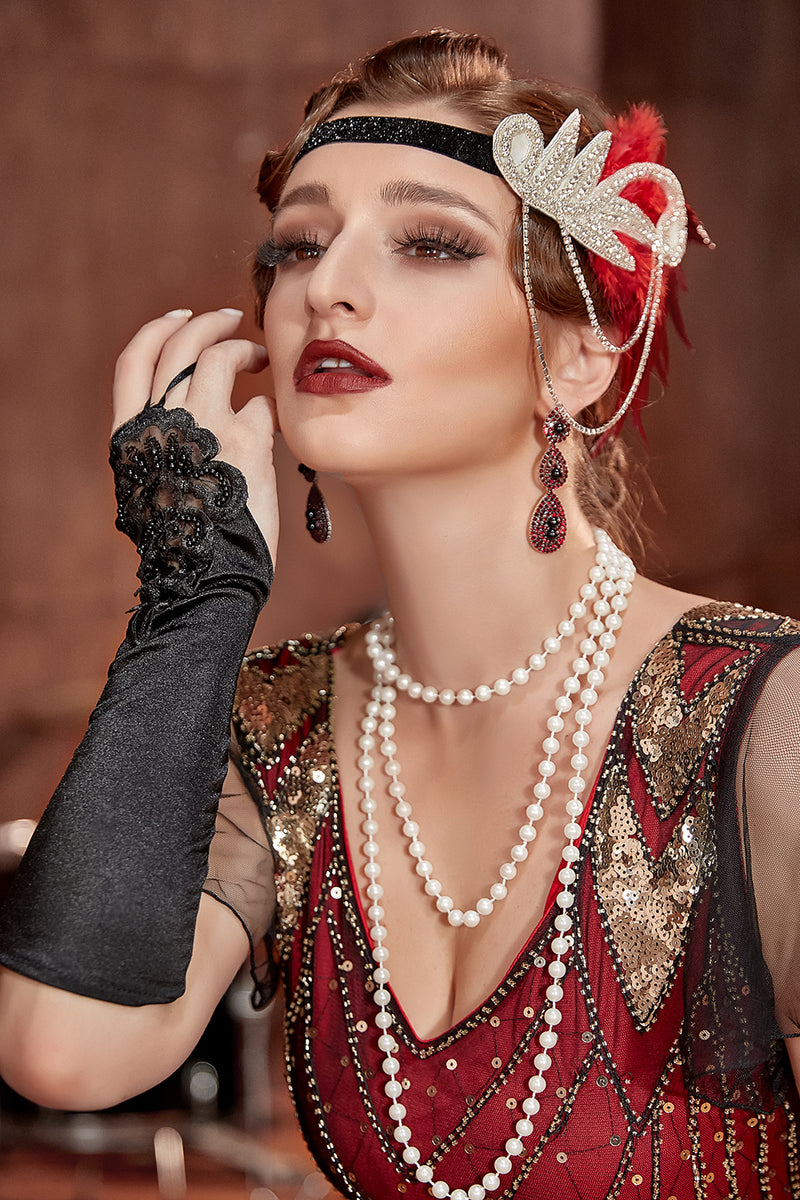 Zapaka Femmes 1920s Costume Accessoires Set Rouge 1920s Flapper