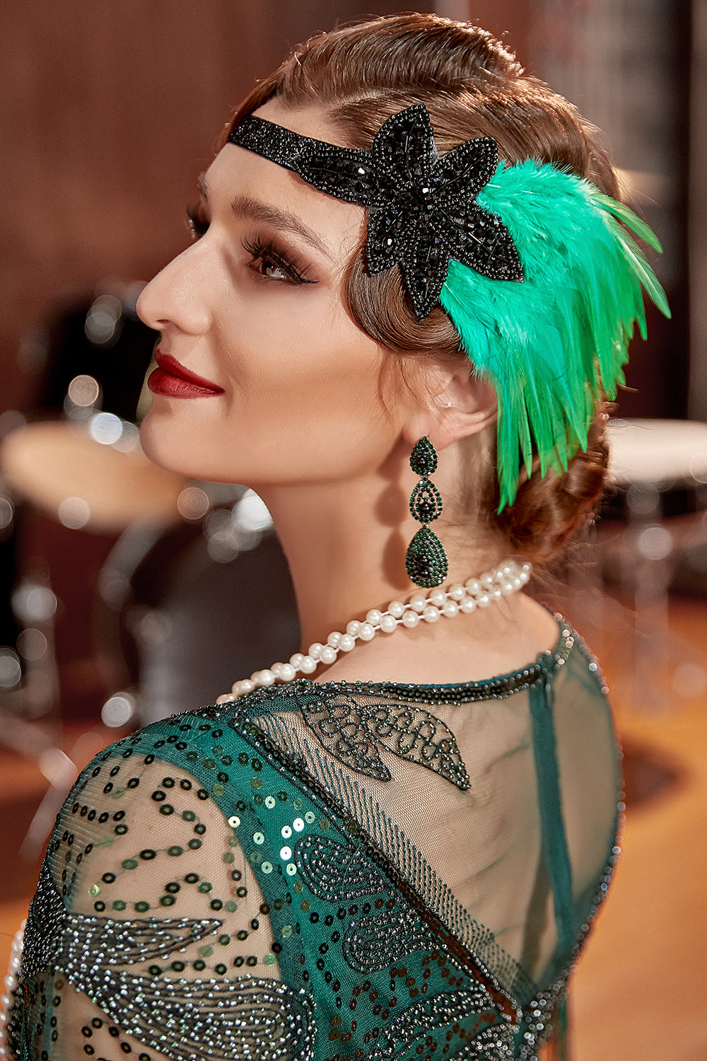 Ensembles d’accessoires de fête verts des années 20