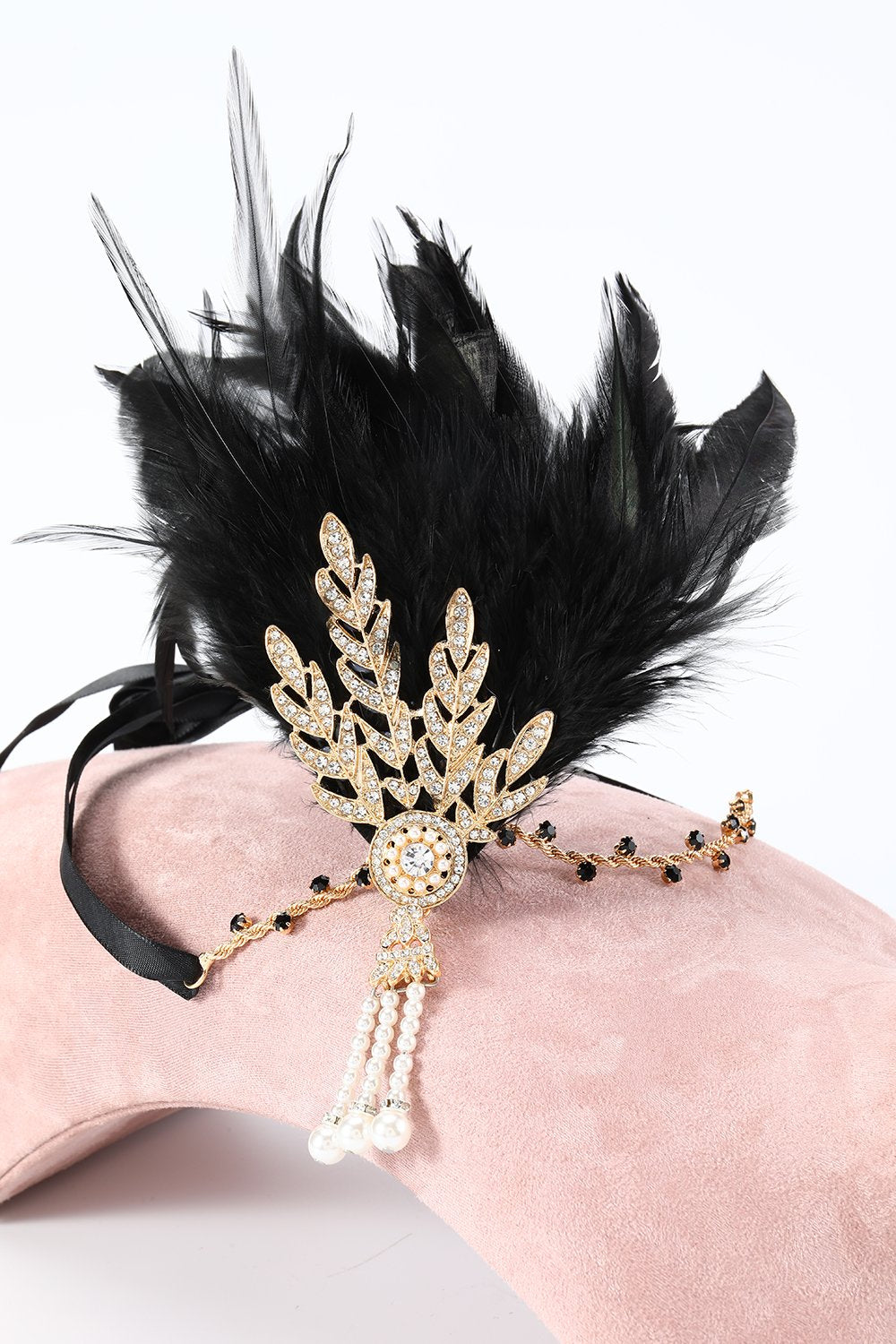 Bandeau de plumes noir des années 1920
