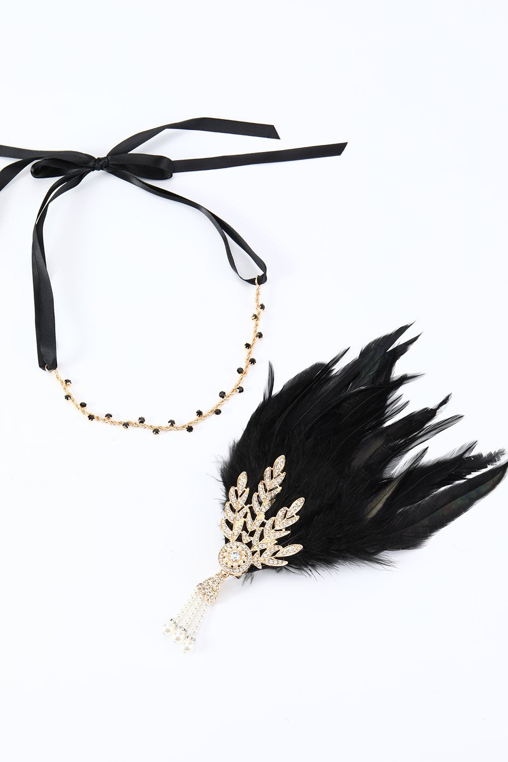 Bandeau de plumes noir des années 1920