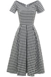 Robe Plaid Vintage 1950s Noir et Blanc