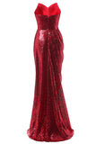 Robe rouge sirène à paillettes