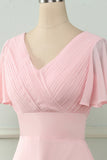 V Col Rose Robe de demoiselle d’honneur avec volants